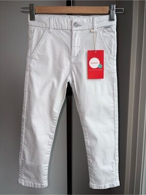 NWT Boboli Kids White Pants Casual Bottoms Size 5 Coastal Summer